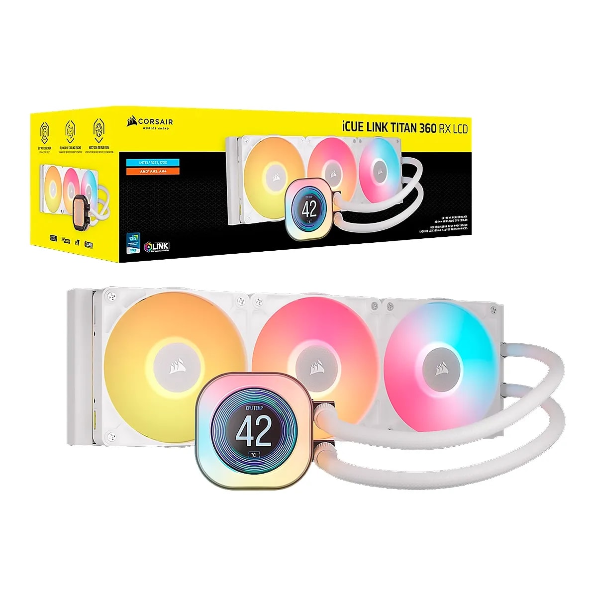 Cooler Corsair Icue Link Titan 360 RX LCD Liquid CPU for Intel 1851 AMD-AM5