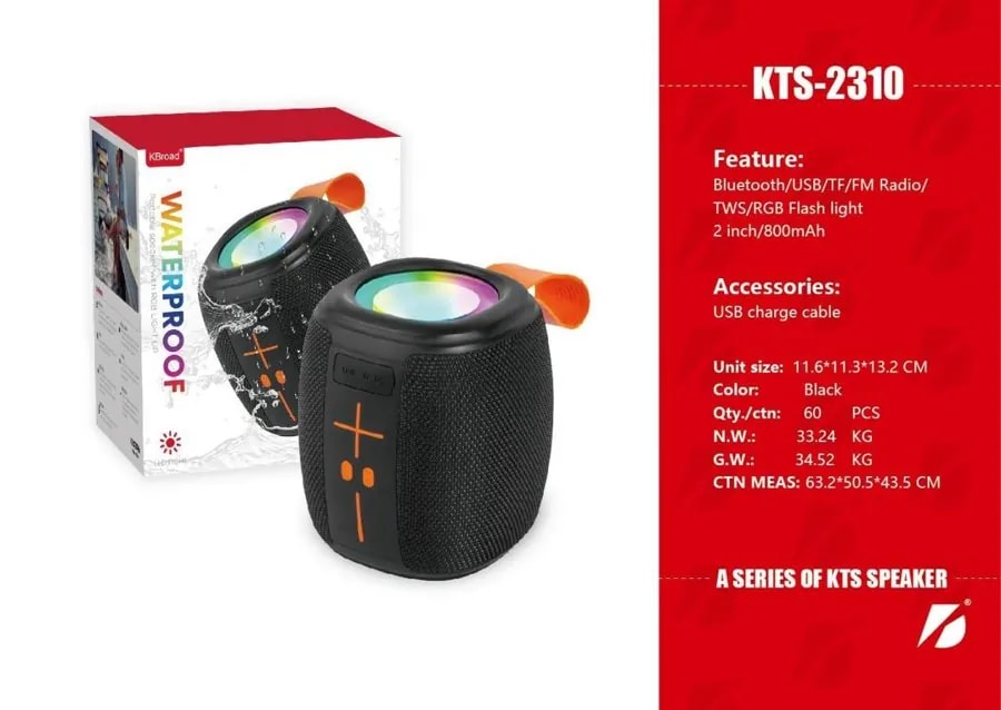 Parlante Bluetooth Resistente al Agua con Luces RGB