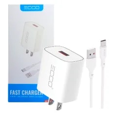 Cargador ECCO 12W 2.4A EC12-C USB + Cable USB a USB-C New