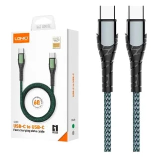 Cable LDNIO LC101 1M 60W USB-C a USB-C - Cordón Gris