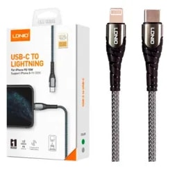 Cable LDNIO LC111 1M 30W USB-C a Lightning - Cordón Gris