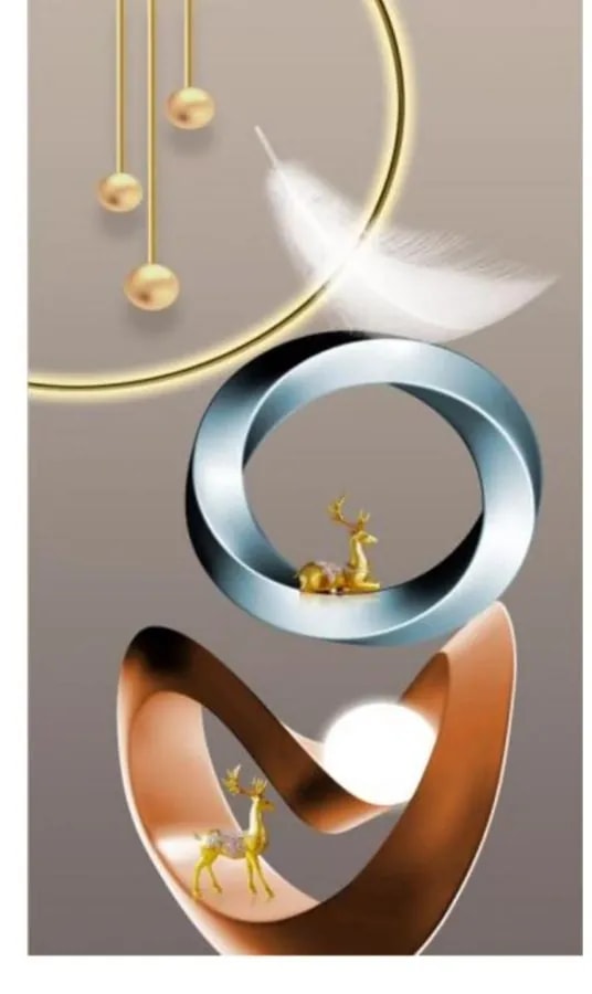 Cuadro Decorativo Vertical 3D Abstracto Moderno con Anillos