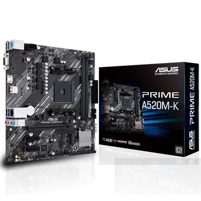 Mainboard ASUS Prime A520M-K AM4 Series 3000/4000/5000 2*DDR4 Hasta 64GB M,2 SSDs PCIe, HDMI USB