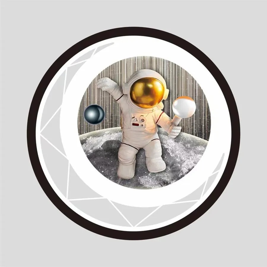 Aplique de Pared LED Circular con Cuadro de Astronauta