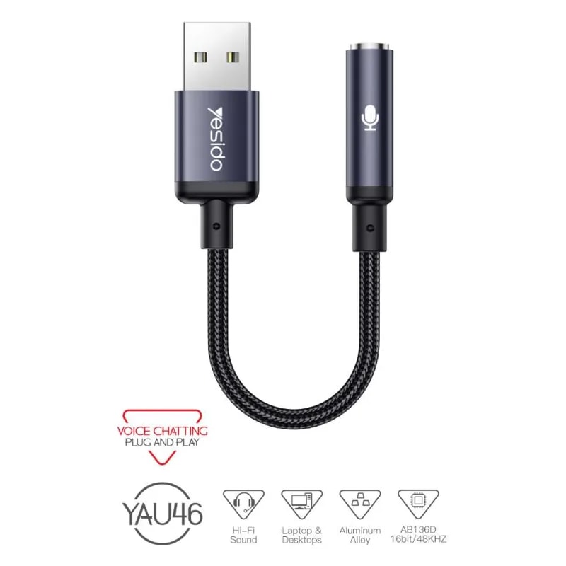 Cable de audio USB a 3.5 mm Yesido YAU46