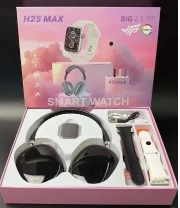 Combo Smartwatch H25 Max con Audífonos Over-Ear y Correas