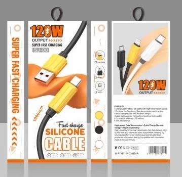 Cable USB a Tipo C Silicona 120W Carga Rápida 1 m