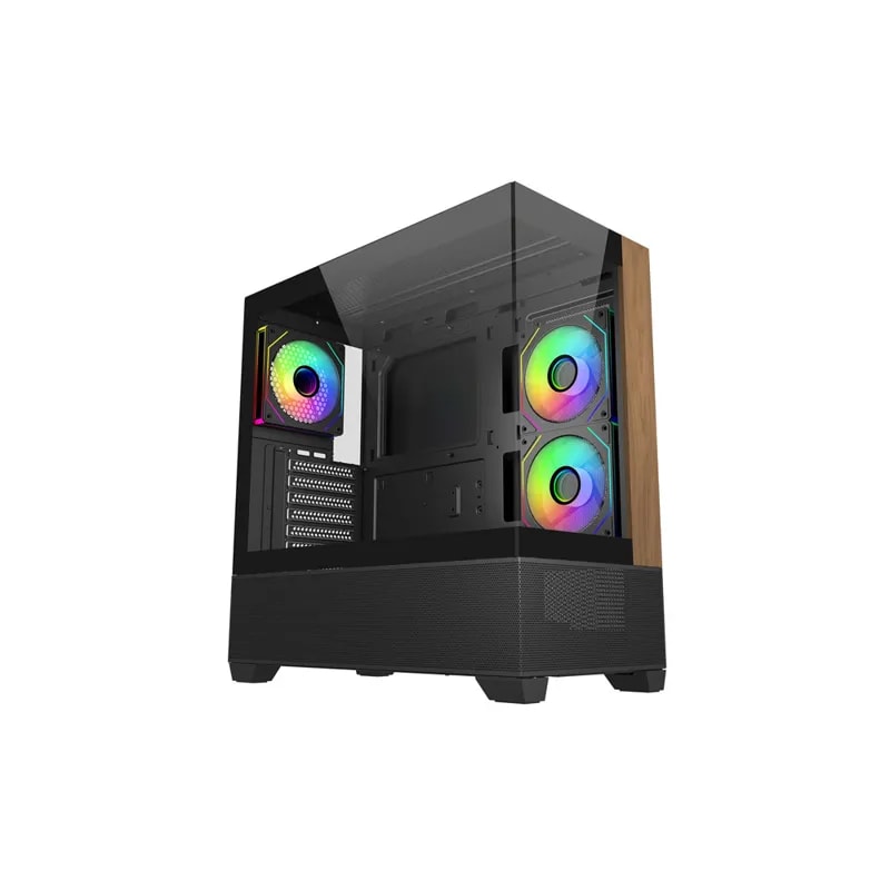 Case Cooler Master MID Tower Elite 690 Black Wood 1X120MM ARGB Rear 2X120MM Side Mount