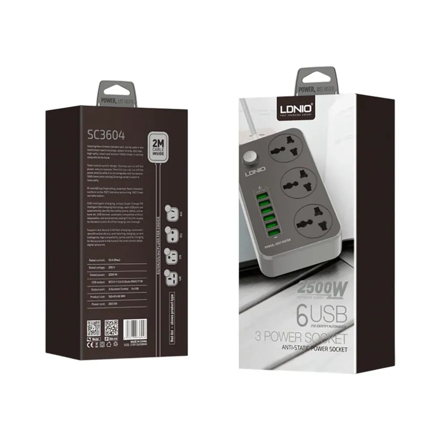 Cortapicos ldnio SC3604 17W 6P 6USB + 3TOMAS