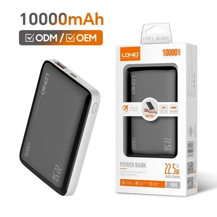 Powerbank ldnio PQ25 10000 mAh 22.5W + cable tc +.