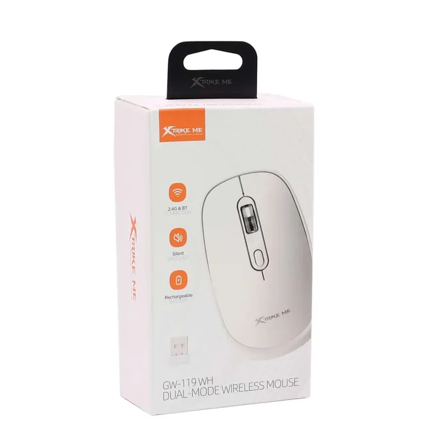 Mouse xtrike me GW-119 wh wireless 4 bot. dpi 800 1200 1600