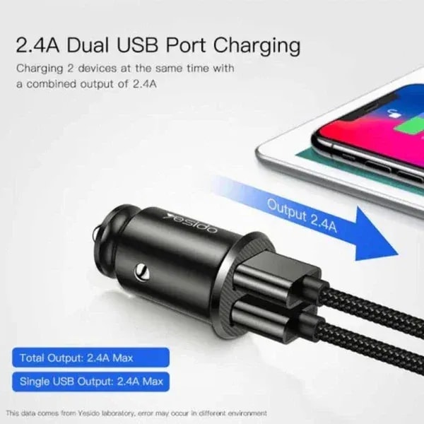2 USB port car charger yesido Y29