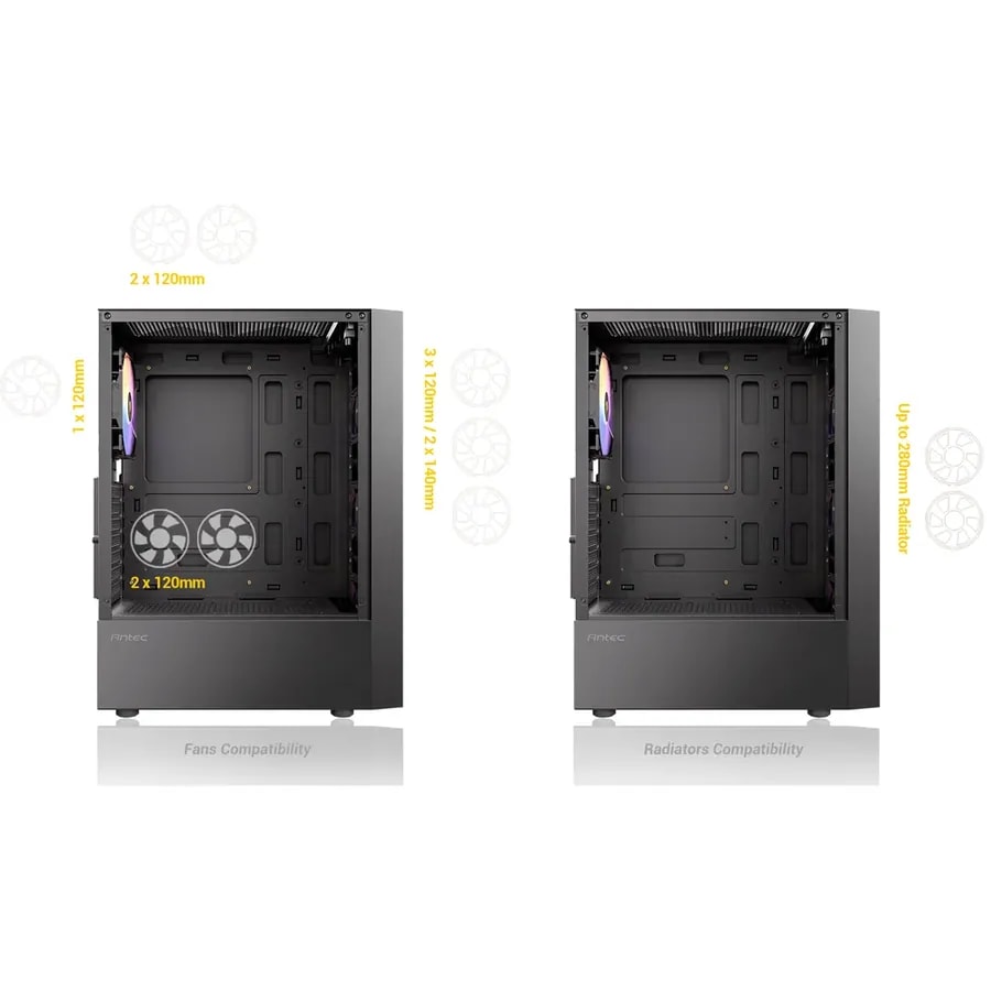 Case antec/ax27 rgb elite 3X120 rgb front 1X120 rgb rear