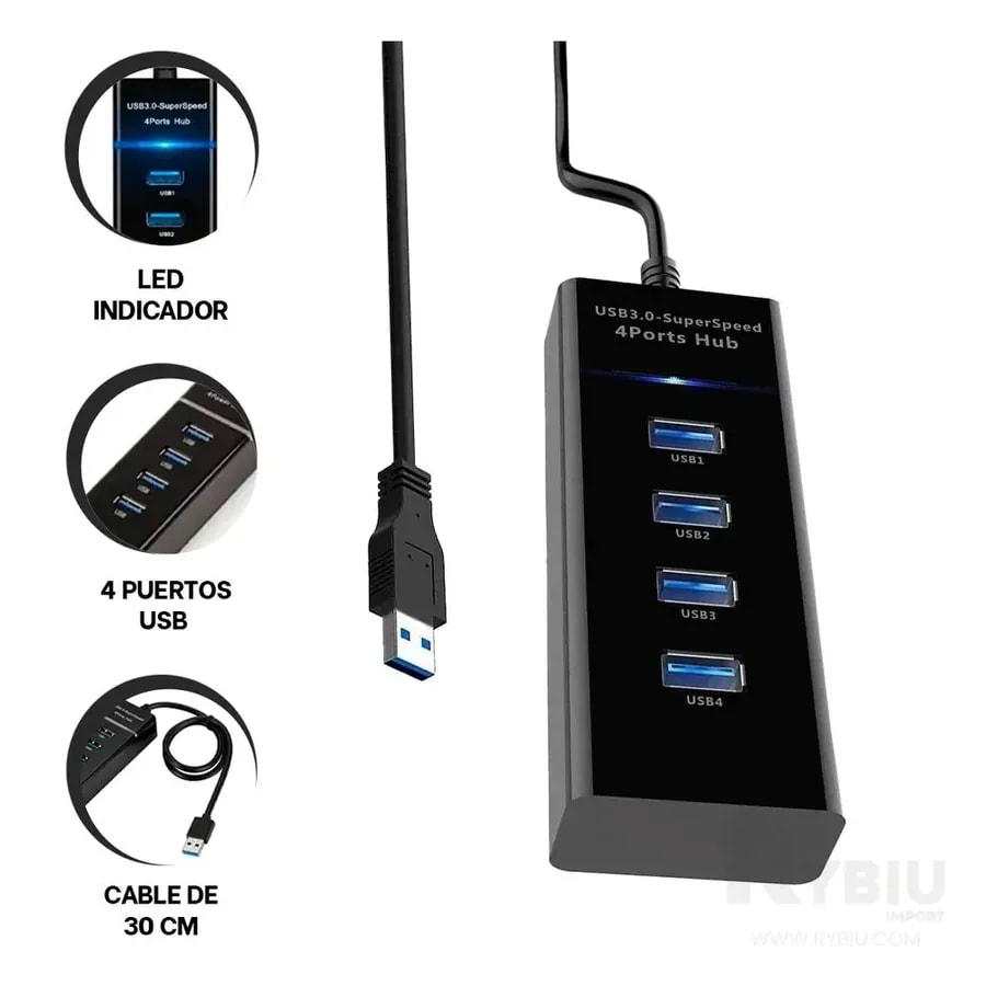 Hub USB 4 puertos 3.0