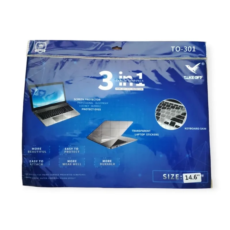 Mica Protectora De Laptop Hasta 14.6" - KP-004 Transparente 3 En 1 (pantalla, Teclado Y Tapa De
