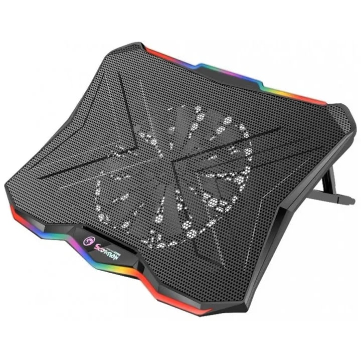 Base De Enfriamiento Marvo FN-40 BK Atlas 40 Rgb, Hasta 17" Fan 1*18CM, 2*USB 5V 405*300*26MM