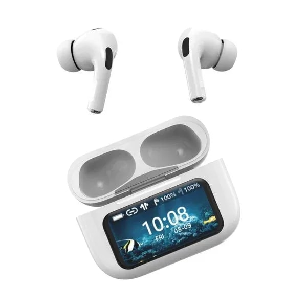 Audífonos Xtrike Me WS-014 BT 5.3 Case Con Pantalla Gestion Intuitiva Bat. 300MAH Usb-c Blanco