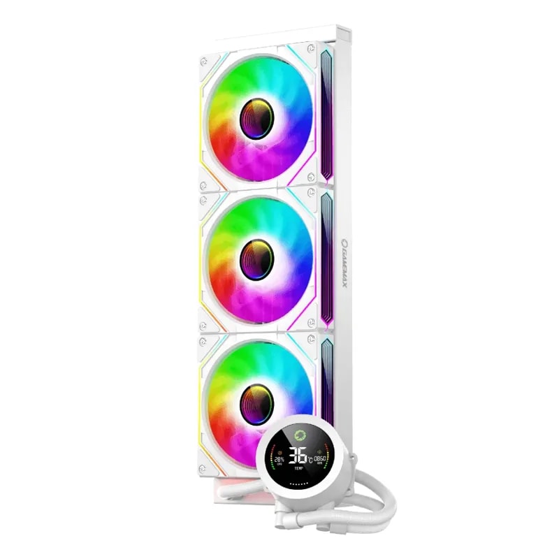 Refrigeracion Liquida GAMEMAX Iceburg 360 Digital WH ARGB Fan 3*12CM , Digital Display To