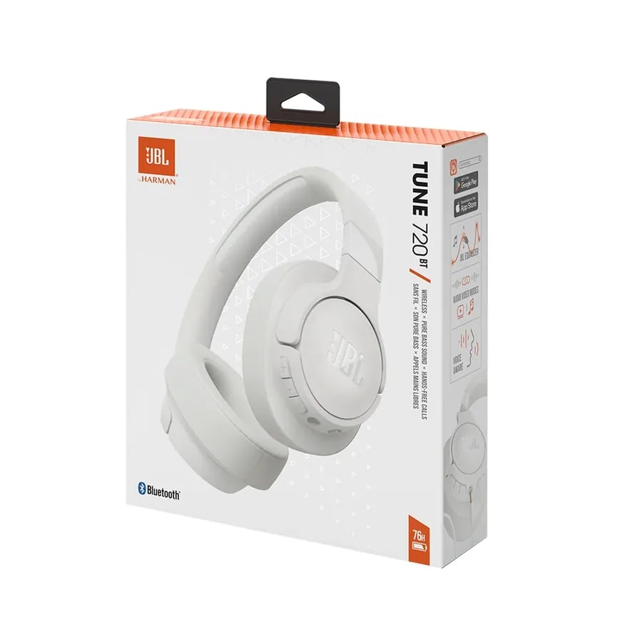 Audífonos JBL Blanco Tune 720BT 5.3 10M Carga Rapida (5MIN = 3H 76 Horas Duracion Cable 1M