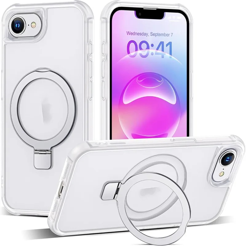 Estuche iPhone 16E y 17E de 6.1” Soporte Magnetico Anillo en O Compatible MagSafe Negro