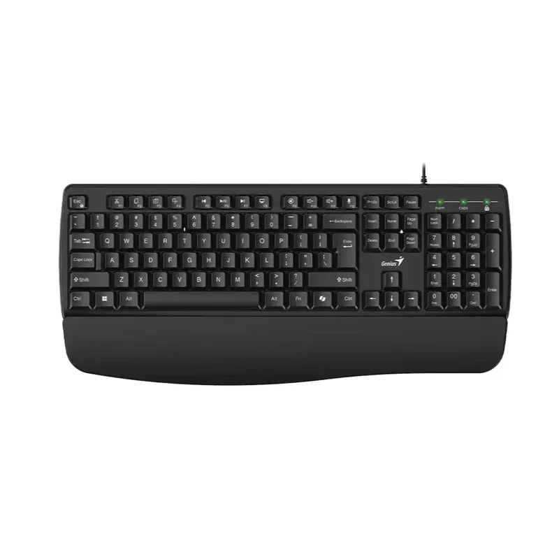 Teclado Genius KB-123 BK USB AI Copilot Reposamuñecas Teclas Concavas 12 Teclas Fn Cable 1.5M