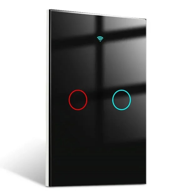 Interruptor Smart WHC06 Black 2 Botones Touch App Tuya O Smart Life Compatible Google