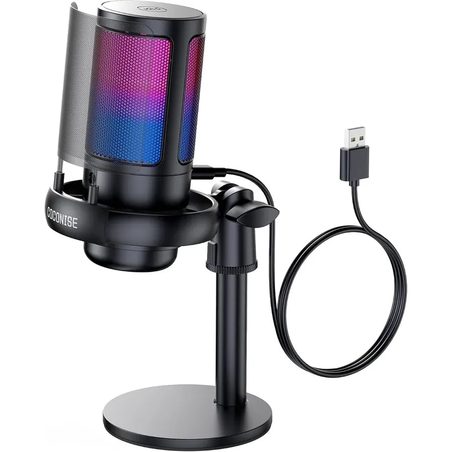 Microfono PC Marvo MIC-08 BK RGB Usb-c a Usb-a Streaming, Podcasts Y Gaming