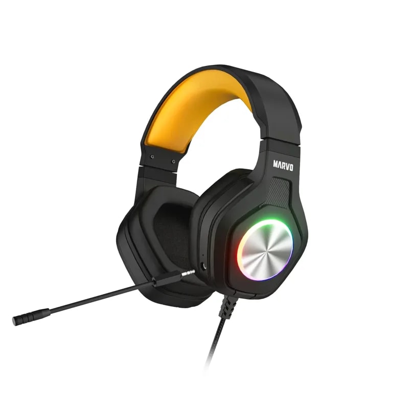 Headphone Marvo HG9084 BK Pulz 80 Microf. Desmontable, RGB Estatico USB + Jack 3,5 Mm