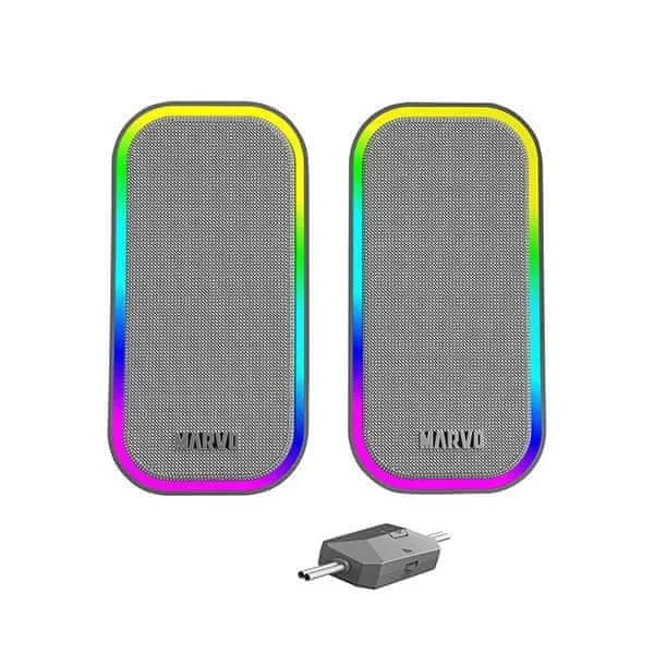 Parlantes PC Marvo SG-285 HAVOC20 Gy 3W*2RMS Efectos RGB 5 Modos DC 5V