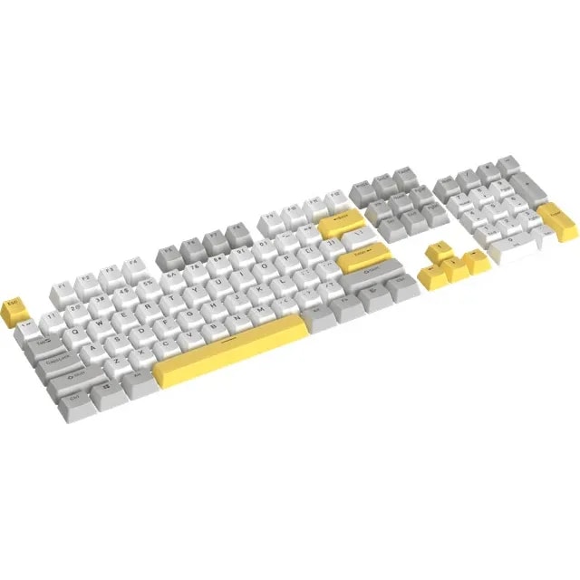 Teclas Marvo KP-04 Yl 3 Colores (white + Yellow + Gray) Pbt Double Injection 124 Keys, Estandar,