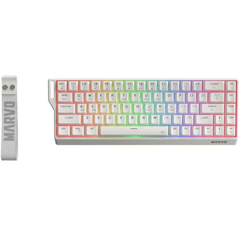 Teclado Marvo KG965W WH Ingles Mecanico Tri-mode (2.4G + BT 5,0 + Usb-c) RGB 13 Modos 68 Teclas