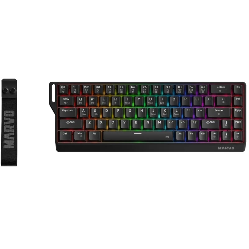 Teclado Marvo KG965W BK Ingles Mecanico Tri-mode ((2.4G + BT 5,0 + Usb-c) RGB 13 Modos 68 Teclas