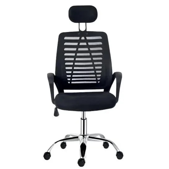 Silla De Oficina Ergonomica Con Apoya Cabeza Mesh Black Giratoria, Confort Con Soporte Espalda Y