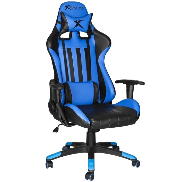 Silla Gaming Xtrike GC-905 Bu Negro/azul Almohadas Cabeza Y Zona Lumbar Rotación 360° Reclinacion