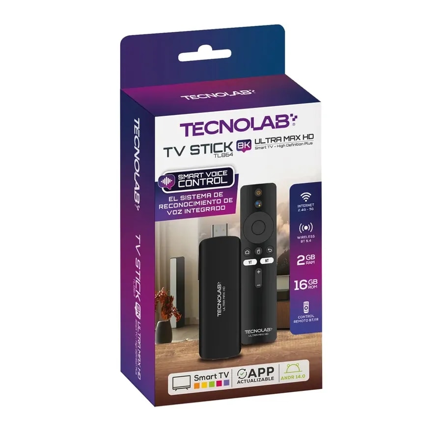 Adaptador Android TV Stick FHD Chromecast WIFI BT Control Por Vos