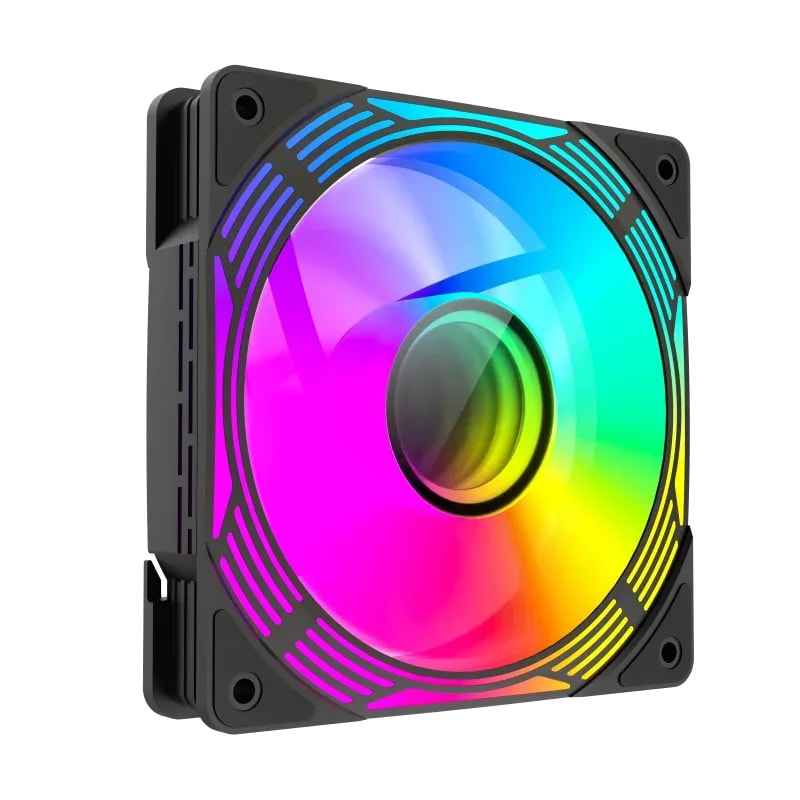 Ventilador PC GAMEMAX FN12A-C8I 120MM RGB Rainbow Infinito 24 LEDs (16 Anillo, 8 Central) 5V 3PIN