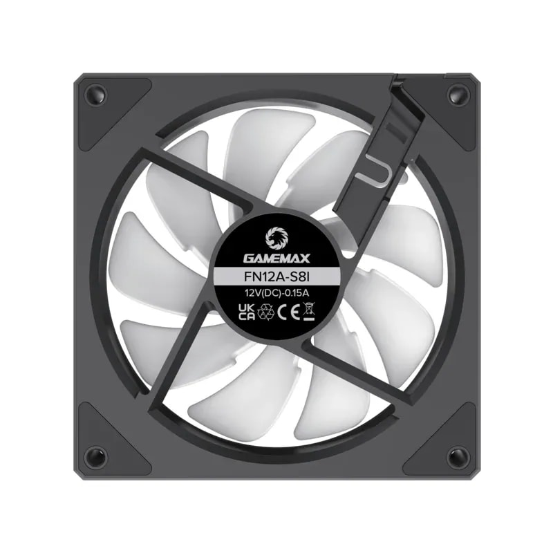 Ventilador PC GAMEMAX FN12A-S8I-R Black 12CM ARGB Int/ext Efecto Infinito Aspa Invertida 5V 3PIN