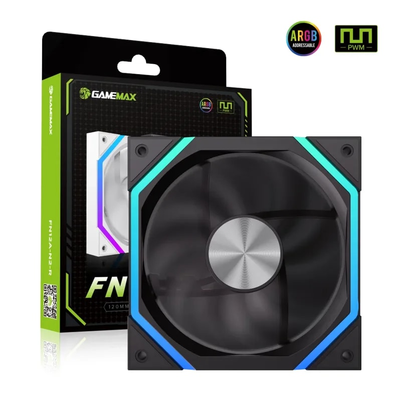 Ventilador GAMEMAX Para PC FN12A-N2 ARGB 120MM 2000 Rpm Aura pin 5V Negro
