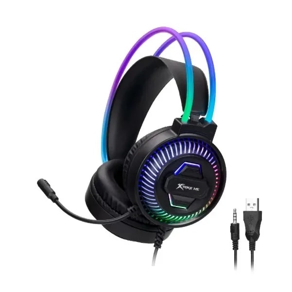 Headphone Xtrike Me GH-510L BK RGB Estatico En Diadema, Microfono USB + Jack 3,5MM
