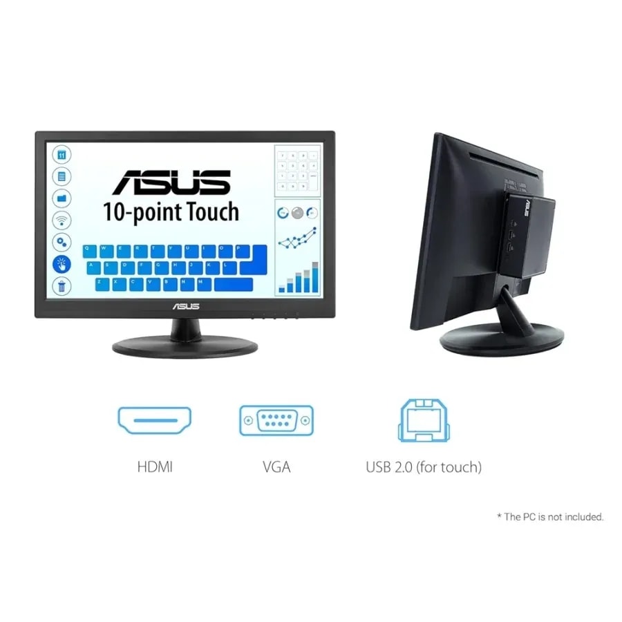 Monitor ASUS VT169HE Touch Plano IPS / 15.6 pulg / FHD 1920X1080 / 220NIS / 60HZ - 5MS / HDMI - VGA