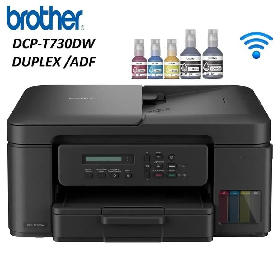 Impresora Brother T730DW MFP Duplex ADF WIFI 16IPM 15IPM Color 7500 BN 5000C BTD100BK CMY 2YEA