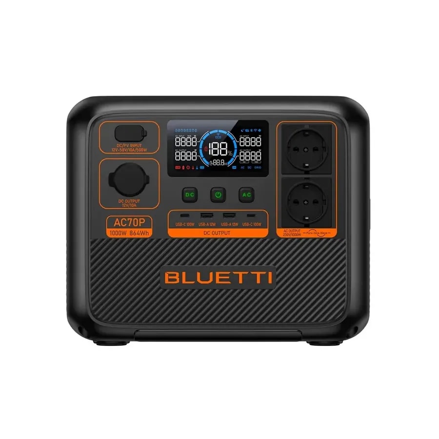 Powerstation Energia Bluetti AC70P 864WH / Batería Litio LIFEPO4 / 2 Tomas 120V / Usb-a X2 / Usb-c