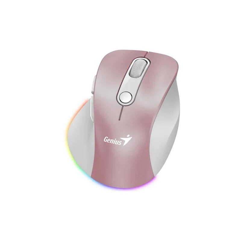 Mouse Genius Wirelles Mini Ergo 9000S PRO Pink Recargable Dual BT Y 2 4GHZ RGB DPI 800 A 2400