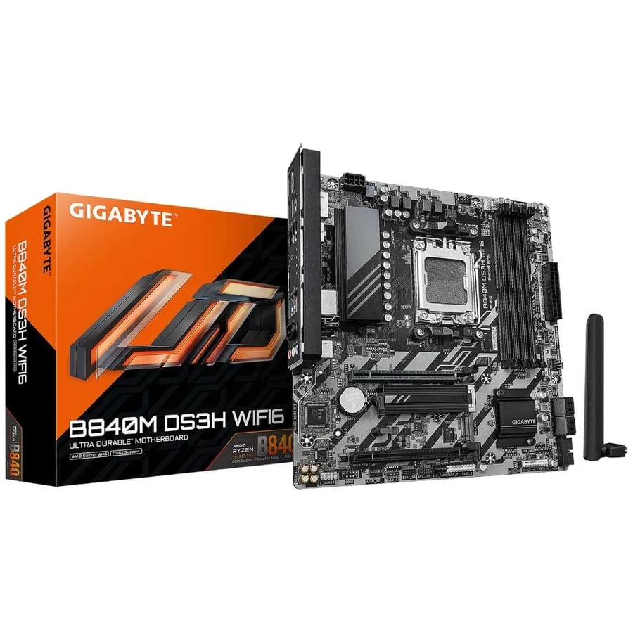 Mainboard Gigabyte B840M DS3HP WIFI 6E BT 5.3 Micro ATX AM5 Series 7000 8000 9000 DDR5