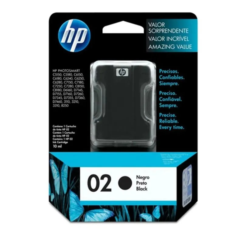 Tinta HP 02 Negro J6000 / J6080 C6602A