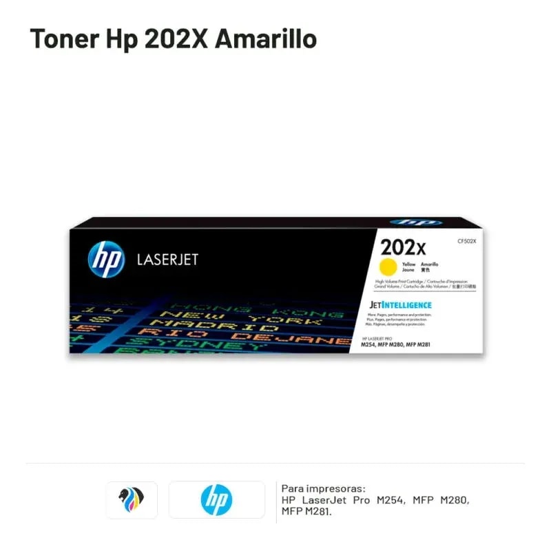 Toner HP 202X Amarillo Laserjet M254DW / M281FDW 2500 PAG CF502X