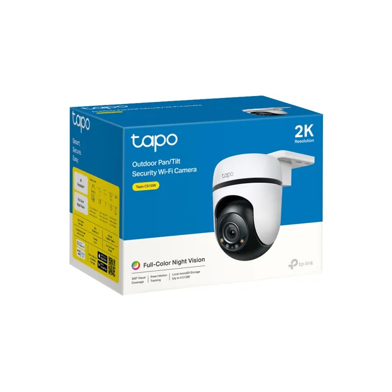 Cámara TP-Link Tapo C510W / 2K / IP65 / 360° / Vision Nocturna Color / 512GB