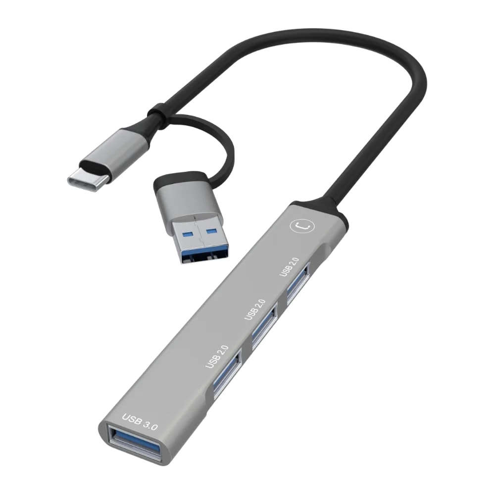 Hub Unno Tekno HB1014GY 2 en 1 4 puertos USB tipo A