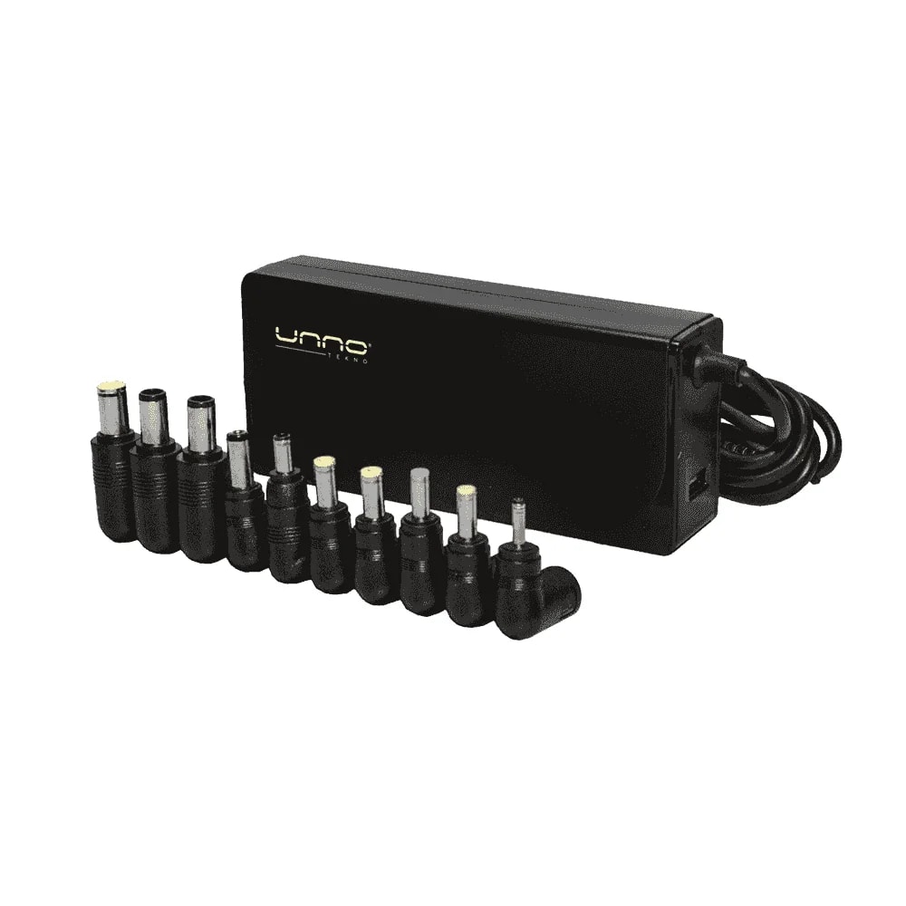 Cargador universal Unno Tekno PW5291BK para notebook selección manual de voltaje