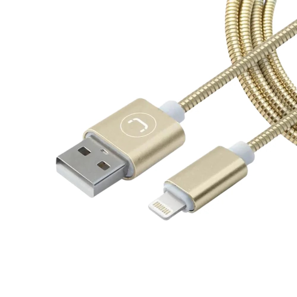Cable Unno Tekno CB4063GD lightning metalico 1.5 metros dorado